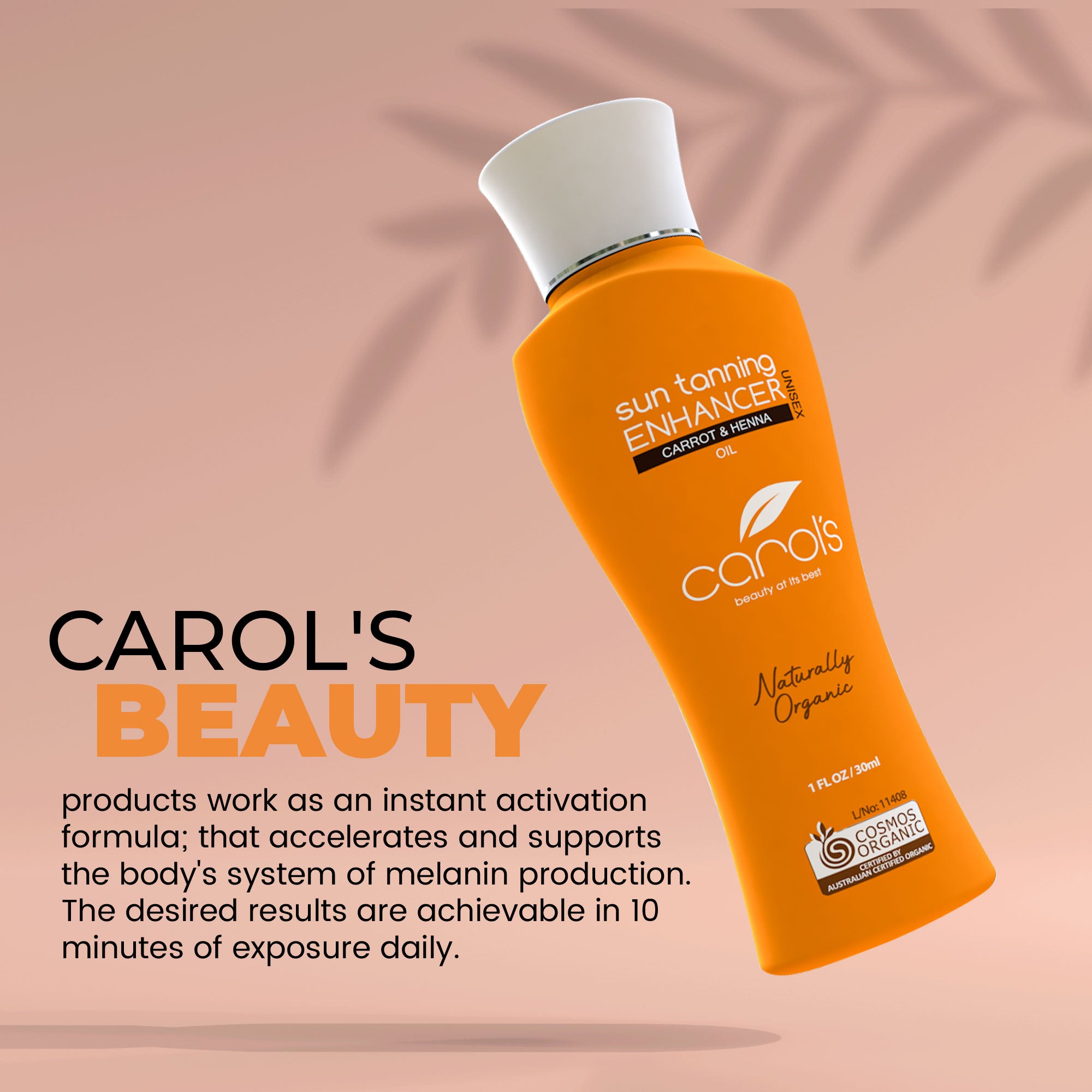 Carols Beauty: 10-Minute Self-Tanning Solution. Moisturizes and restores skin with an innovative complex formula. Certified by ACO & COSMOS. No downtime required. Achieve a natural tan quickly and easily.